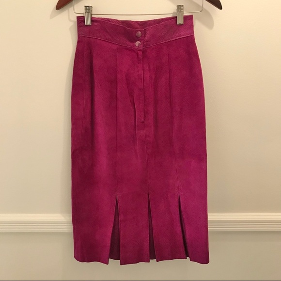 Vintage Danier Suede Skirt 4 Fuchsia Purple - Picture 2 of 9